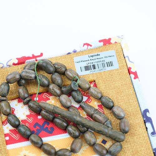 Yeil Plesenk Aac Beyzi Kesim 10x14mm Tesbih