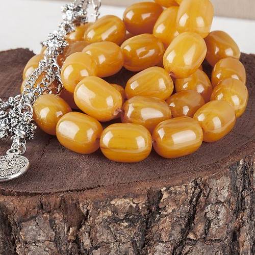 925 Ayar Gm Pskll ubuk Skma Kehribar Kapsl Kesim 13x18mm Tesbih