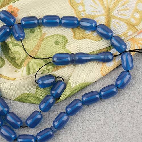 S�kma Kehribar Kaps�l Kesim 7x11mm Tesbih P�sk�ls�z Mavi