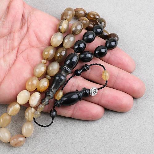 Boynuz Kar���k Usta ��i �mzal� Tombul Beyzi 9x13mm Tesbih