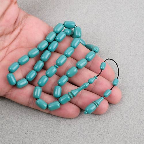 Katalin Eski Bowling Topu Obje Kaps�l Kesim 7x11mm Tebih - Turkuaz