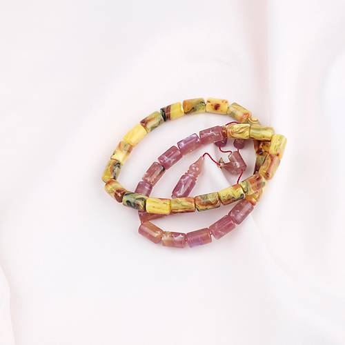 Katalin Dinlenmi� �ift Renk Usta ��i �mzal� Yumu�ak Kesme Kesim 8x13mm Tesbih