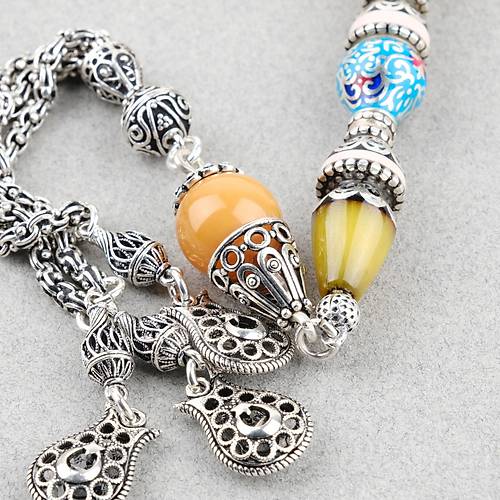 Skma Kehribar zel Gm Nak leme mame 925Ayar Gm Pskl Kre Kesim 13mm Tesbih