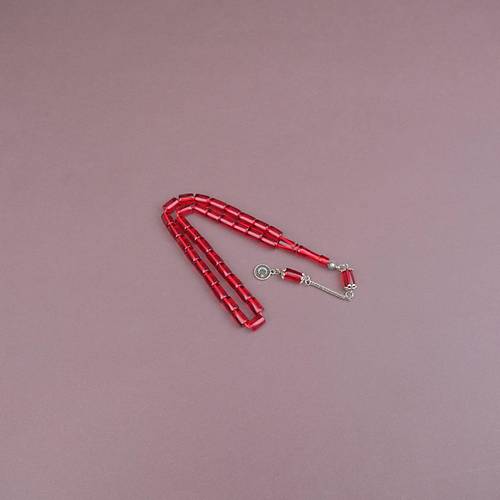 U�ak Cam� Kesme Kesim 7x10mm Tesbih Alpaka P�sk�ll� �effaf Koyu K�rm�z�