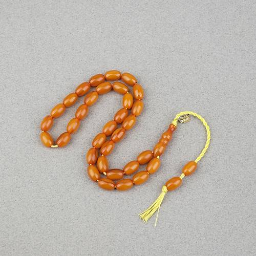 Omari S�kma Kehribar Beyzi Kesim Sistemli 7.5x12mm Tesbih