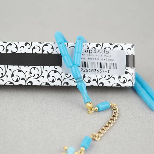 U�ak Cam� Kesme Kesim 7x10mm Tesbih P�sk�ll� A��k Mavi