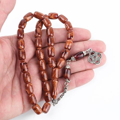 S�kma Kehribar Alpaka P�sk�l Kaps�l Kesim 8x11.5mm Tesbih