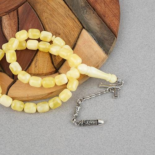 Damla Kehribar Alpaka P�sk�ll� Kaps�l Kesim 10x12mm Tesbih