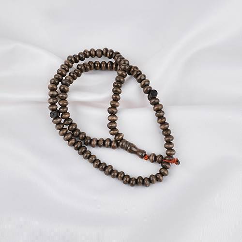 �im�ir A�ac� Renkli Vernikli 99luk Tekerlek Kesim 7x5mm Tesbih -  Koyu Kahverengi