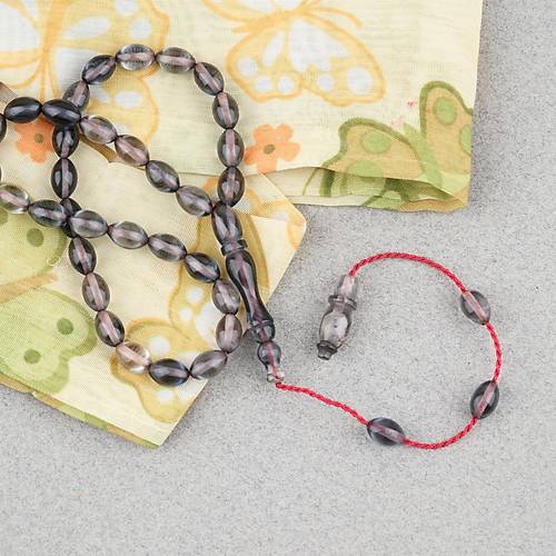 S�kma Kehribar Beyzi Kesim Sistemli Bilek Boy 5x8mm Tesbih Gri