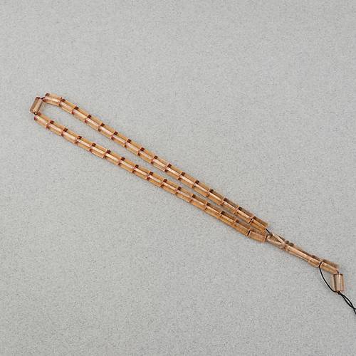 Ate� Kehribar Kesme Kesim 6x10mm Tesbih- �effaf Kahverengi