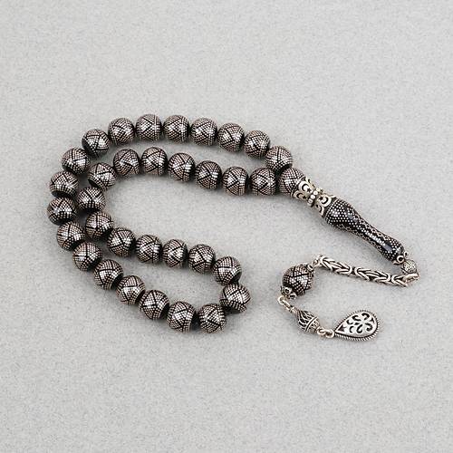 Kuka 925Ayar G�m�� �ak�m ve P�sk�l, G�m�� �ak�ml� �mame K�re Kesim 10mm Tesbih