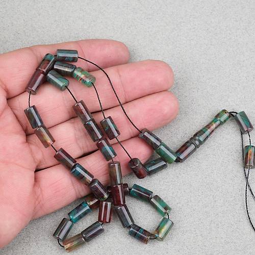 S�kma Kehribar Kesme Kesim 6x10mm- Ye�il- K�rm�z� P�sk�ls�z