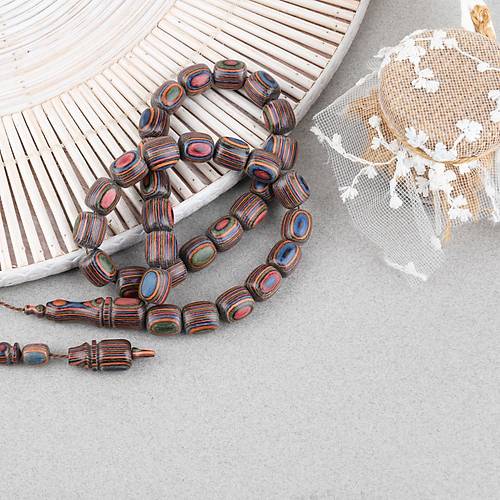 Kafur A�ac� Kaps�l Kesim 11x12mm Tesbih - Ye�il Mavi