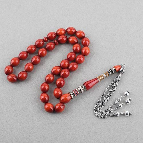 Skma Kehribar zel Gm Nak leme mame 925Ayar Gm Pskl Beyzi Kesim 14x17mm Tesbih