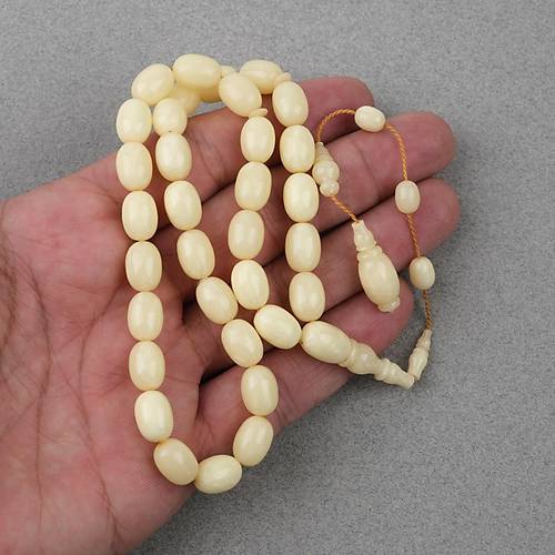 Kadim Katalin Eski Tavla Pulu Obje Yumurta Kesim 8x11m Tesbih - Nadir Renk Beyaz