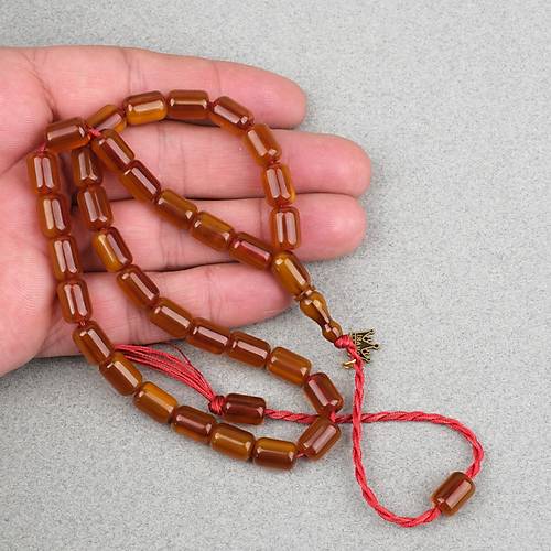 S�kma Kehribar Kaps�l Kesim Omari Sistemli 7x10.5mm Tesbih