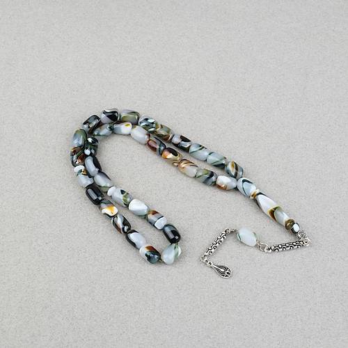 Arizona Katalin Alpaka P�sk�l Kaps�l Kesim 8x12mm Tesbih- Ye�il Beyaz