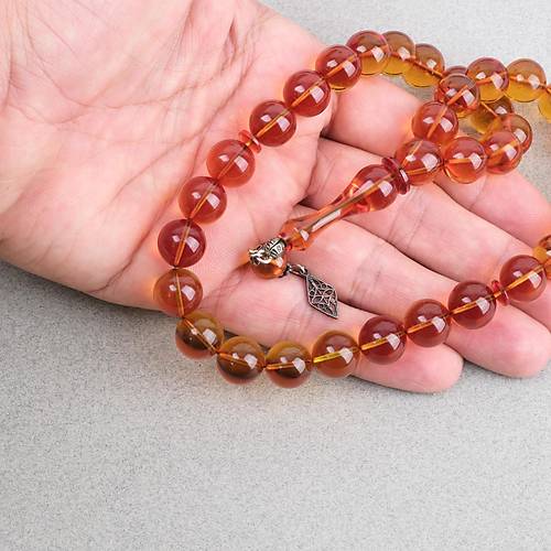 Ate� Kehribar Alman �ubuk K�re Kesim 12mm Tesbih