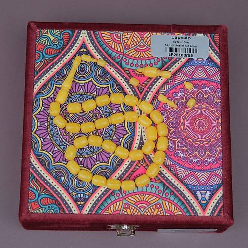 �brahim Atasever Usta ��i �mzal� Bel�ika Katalin Kaps�l Kesim 9x12mm Tesbih - Sar�