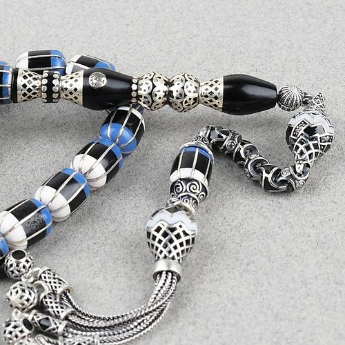 Erzurum Oltu Katalin leme 925Ayar Gm Pskl, lemeli Nakka mame F Kesim 8.5x11mm Tesbih