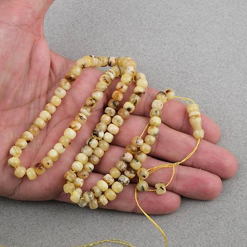 Damla Kehribar 99luk Tekerlek Kesim 6x5mm Namez Tesbihi