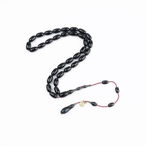 Katalin �ubuk Dinlenmi� Usta ��i imzal� Arpa Kesim 5.5x11mm Tesbih - Koyu Ye�il