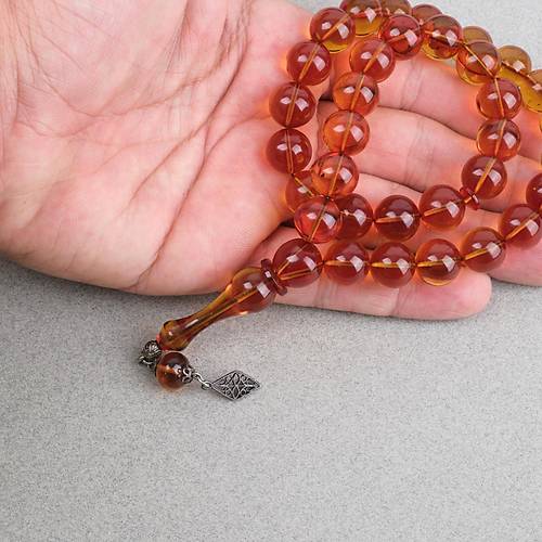 Ate� Kehribar Alman �ubuk K�re Kesim 12mm Tesbih