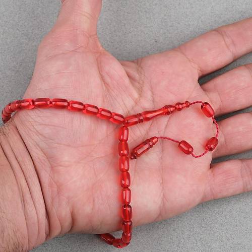 Ate� Kehribar Kaps�l Kesim Sistemli Bilek Boy 5x8mm Tesbih K�rm�z�