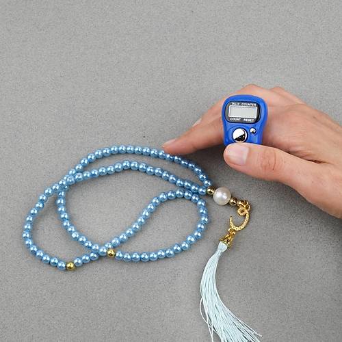 Zikirmatik Elektronik Tesbih ve 99luk Namaz Tesbih Seti -Mavi