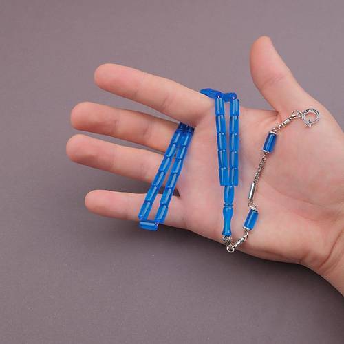 U�ak Cam� Kesme Kesim 6x10mm Tesbih Alpaka P�sk�ll� Petrol Mavisi