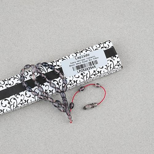 S�kma Kehribar Beyzi Kesim Sistemli Bilek Boy 5x8mm Tesbih Gri