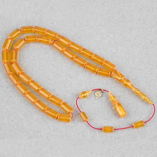 Ate� Kehribar Eski Oyun Zar Obje Patinli Kaps�l Kesim 6x10.5mm Tesbih