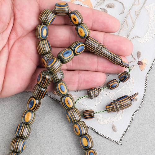 Kafur A�ac� Kaps�l Kesim 11x12mm Tesbih -Mavi Sar�