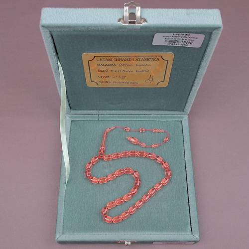 �brahim Atasever Usta ��i �mzal� Alman Katalin Kaps�l Kesim 8x11.5mm Tesbih - �effaf K�rm�z�