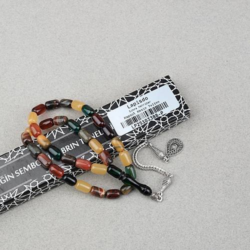 S�kma Kehribar Alpaka P�sk�ll� Kaps�l Kesim 7x11mm Tesbih- Bonibon