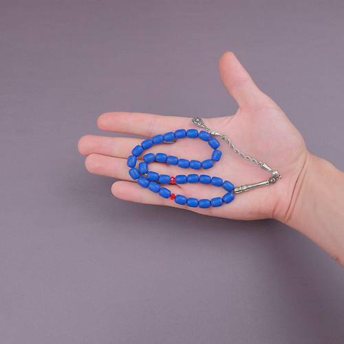 Mavi Havlit Do�al Ta� Kaps�l Kesim 8x11mm Tesbih Kahverengi Ah�ap Kutulu