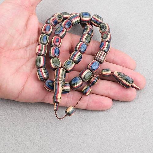 Kafur A�ac� Kaps�l Kesim 11x12mm Tesbih - Mavi K�rm�z�