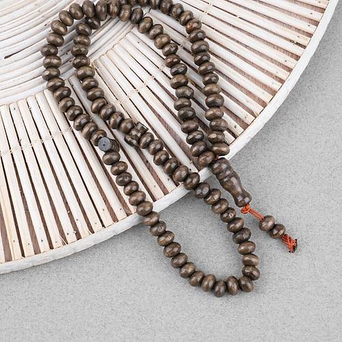 �im�ir A�ac� Renkli Vernikli 99luk Tekerlek Kesim 7x5mm Tesbih -  Koyu Kahverengi