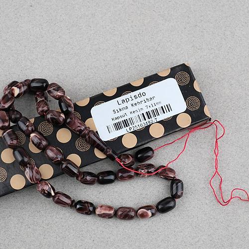 S�kma Kehribar Kaps�l Kesim 7x11mm Tesbih P�sk�ls�z