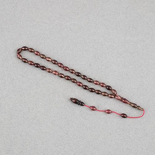 S�kma Kehribar Beyzi Kesim Sistemli Bilek Boy 5x8mm Tesbih Kahverengi