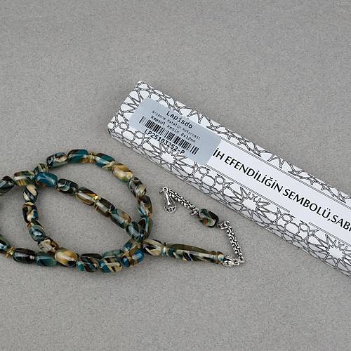 Arizona Katalin Alpaka P�sk�l Kaps�l Kesim 8x12mm Tesbih- Mavi Sar�