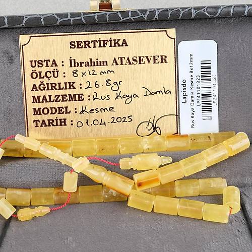 Rus Tek Kaya Damla Usta i Kesme Kesim 8x12mm Tesbih