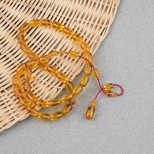 Zar Kehribar Bilek Boy Kapsl Kesim 6x9.5mm Tesbih