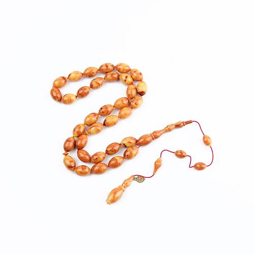 S�kma Kehribar Alman Numaral� �ubuk Usta ��i �mzal� Beyzi Kesim 8.5x13mm Tesbih