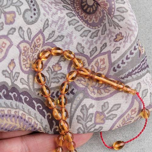 S�kma Kehribar Beyzi Kesim Sistemli Bilek Boy 5x8mm Tesbih Sar�