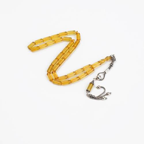 Su Damlas Doal Kaya Damla Kehribar 925Ayar Gm Pskl Kesme Kesim 6x13mm Tesbih