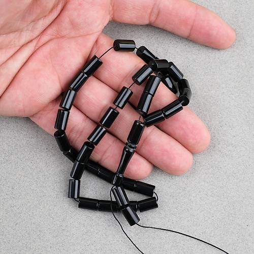 S�kma Kehribar Kesme Kesim 6x10mm Tesbih P�sk�ls�z Siyah