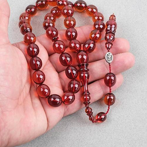 Ate Kehribar Usta i mzal Tombul Beyzi Kesim 11.5x13mm Tesbih