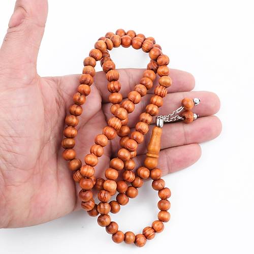 Meram Kavak 99luk K�re Kesim 7.5mm Namaz Tesbihi-Turuncu